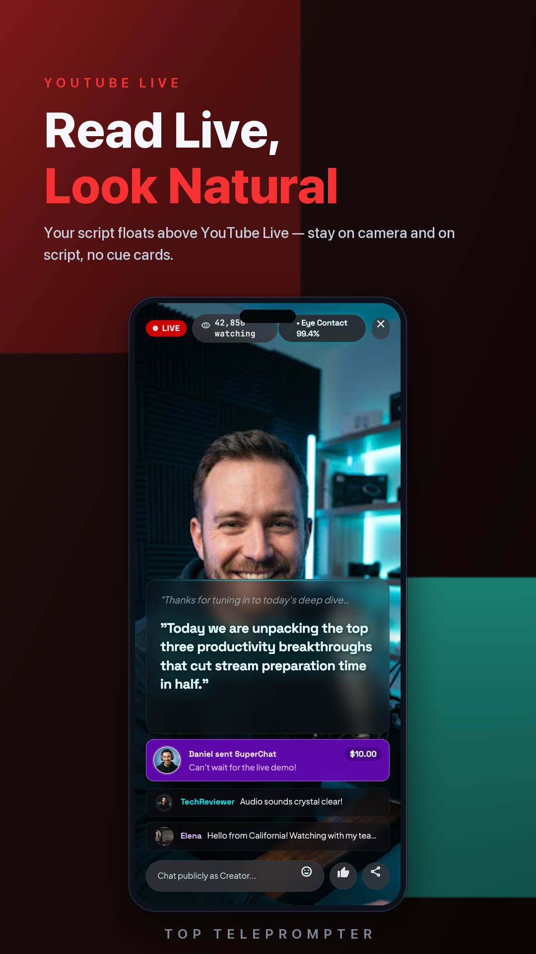 Teleprompter over YouTube