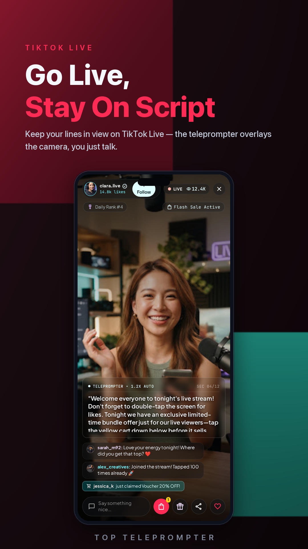 Teleprompter over TikTok