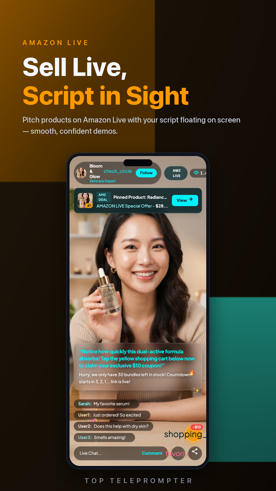Teleprompter over Amazon Live